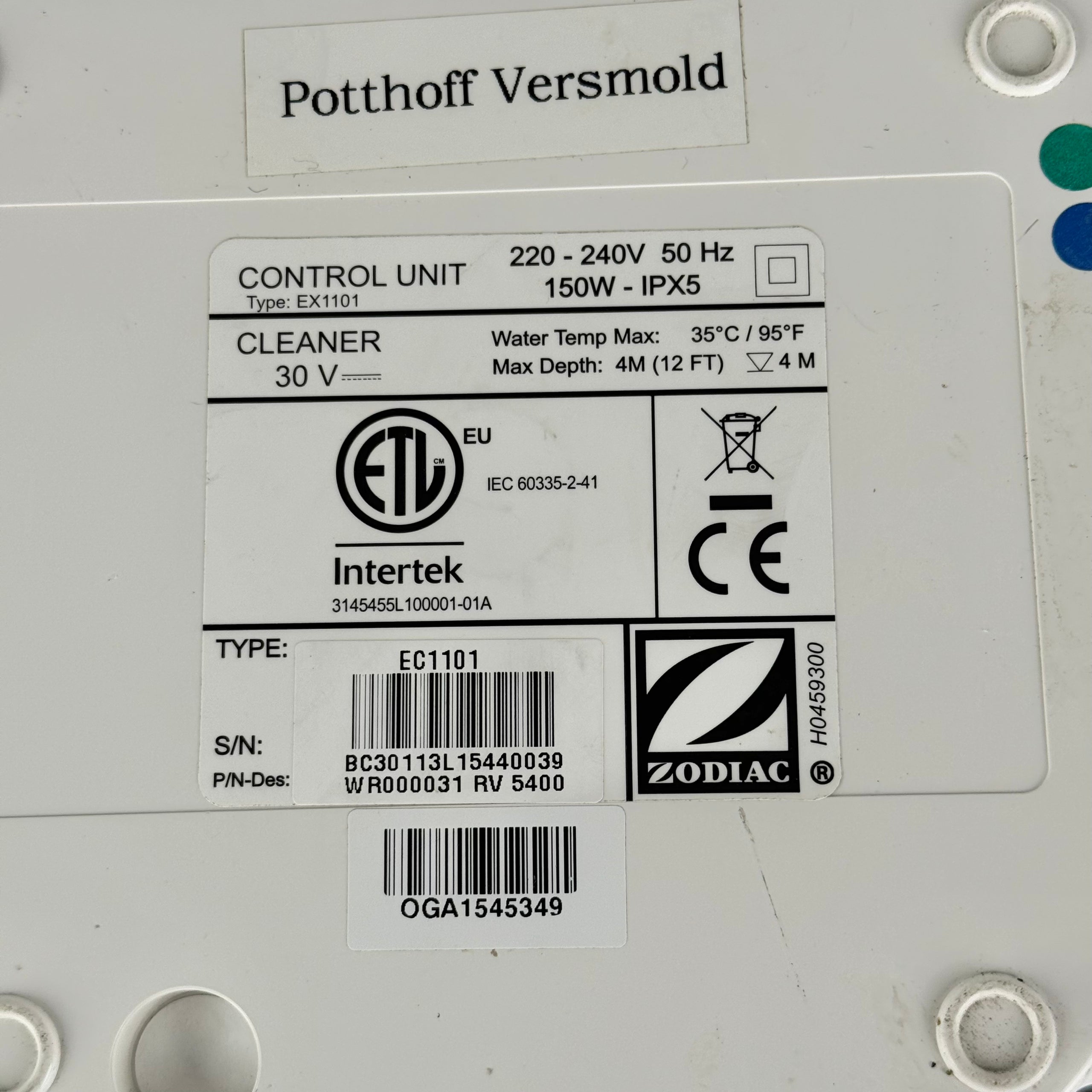 Alimentator pentru robot de curățare piscinas Zodiac Vortex / RV - R0637100 - EC1101 - Recondiționat (Garanție 12 luni)