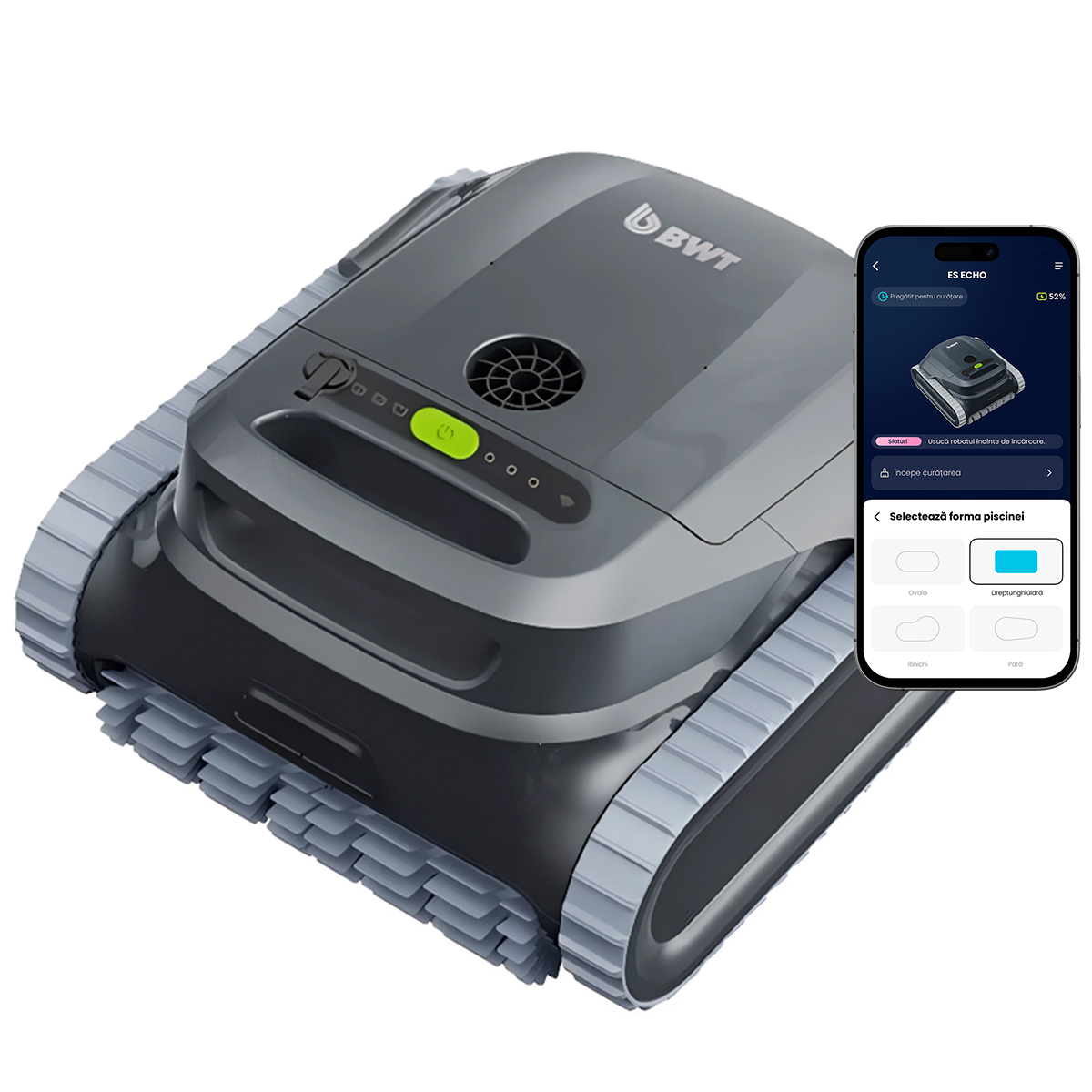 Robot Aspirator de piscină BWT ES Echo – Fără cablu – Cu acumulator – Aplicație WiFi – Nou 2025