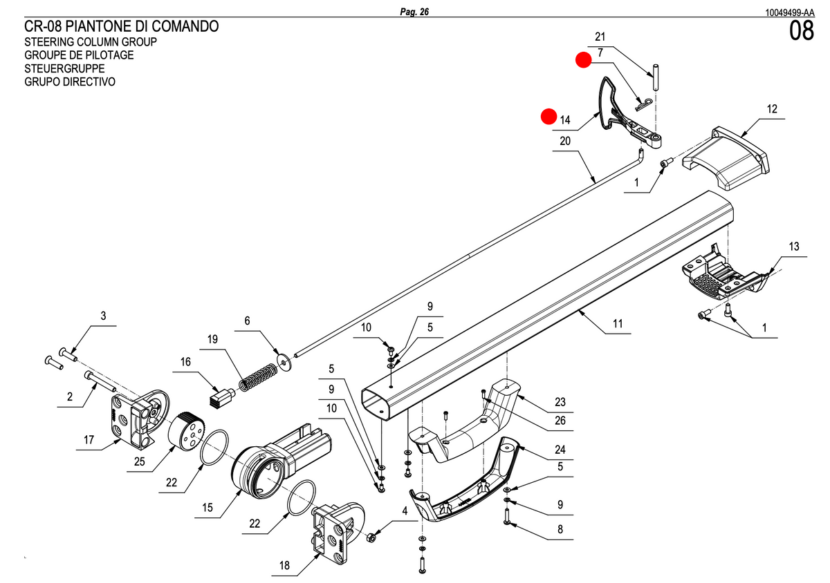 Leva Paddle Lavapavimenti Comac Vispa XS / Fimap Genie XS - 439859 + Spillo 409394 | Usato